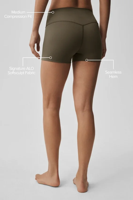 3" Alo Softsculpt High-Waist Precision Short - Olive Tree