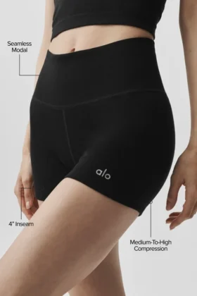 4″ Seamless Modal Ribbed High-Waist Short – Black