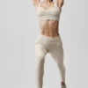 7/8 High-Waist Alosoft Heart Throb Legging - Oatmeal Heather/White
