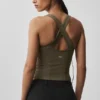Airbrush Sparks Fly Corset Tank - Olive Tree