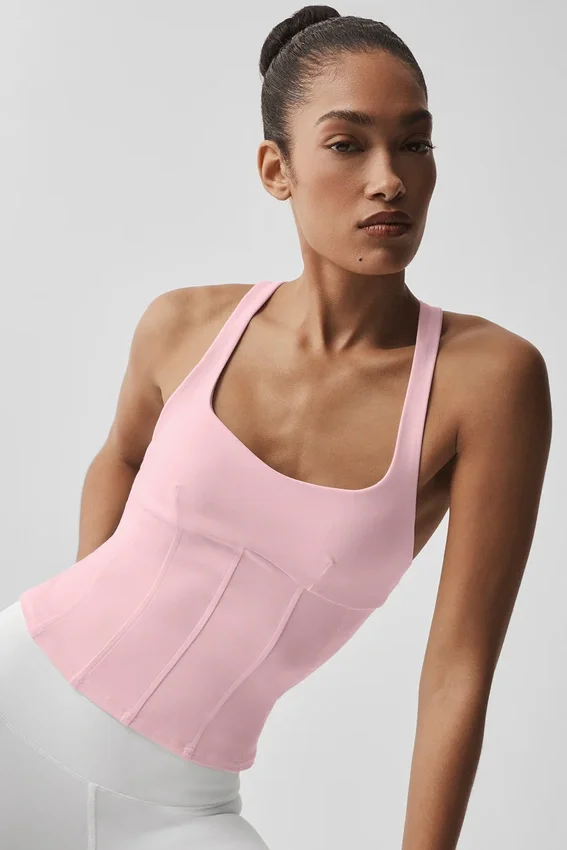 Airbrush Sparks Fly Corset Tank - Vintage Pink