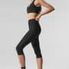 Airlift Mesh High-Waist Just Right Capri - Black