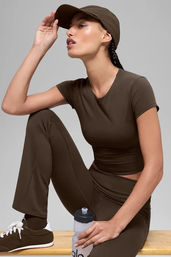 Alo Softsculpt Precision Short Sleeve Top - Espresso
