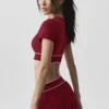 Alo Softsculpt Amp It up Short Sleeve Bra - Summer Romance Red