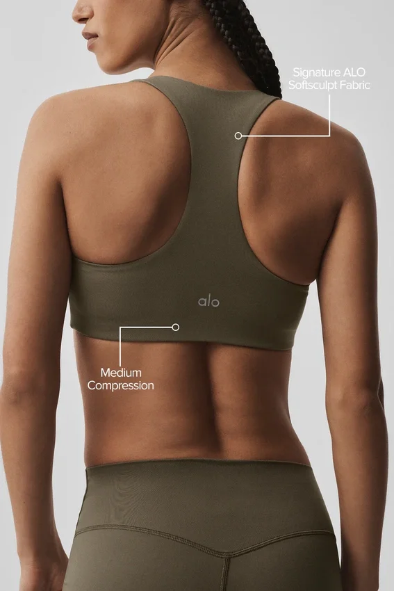 Alo Softsculpt Base Bra - Olive Tree