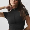 Alo Softsculpt Full Zip Short Sleeve - Black
