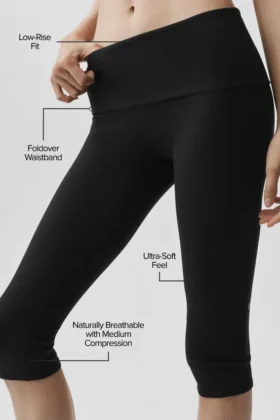 Alo Softsculpt Low-Rise Foldover Capri – Black