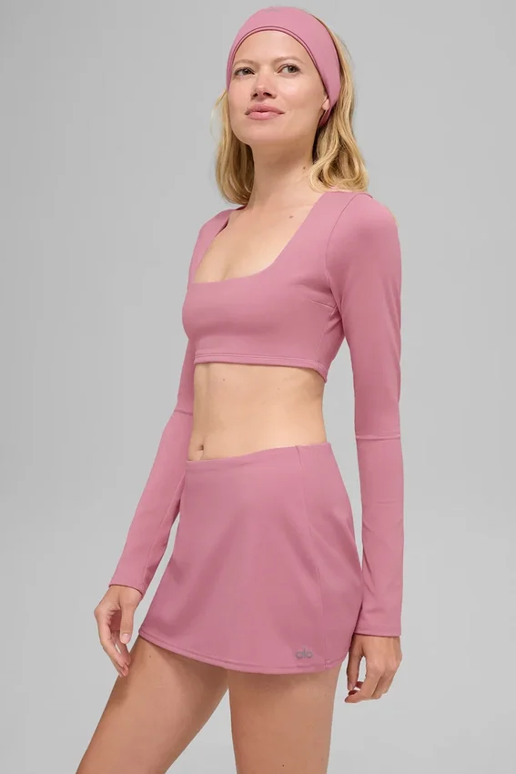 Alo Softsculpt Precision Long Sleeve Bra - Pink Wild Rose