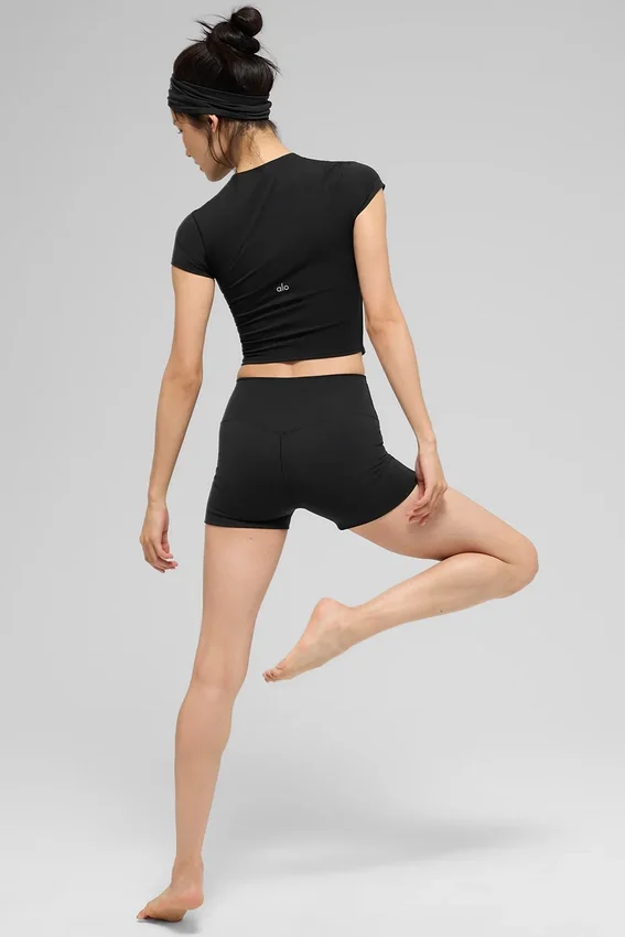 Alo Softsculpt Precision Short Sleeve Top - Black
