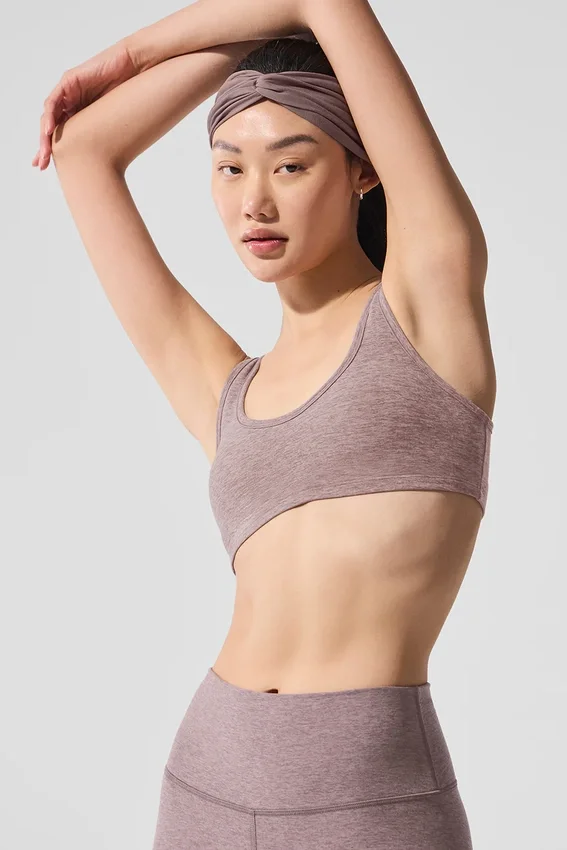 Alosoft Center Stage Bra - Dark Pink Quartz Heather