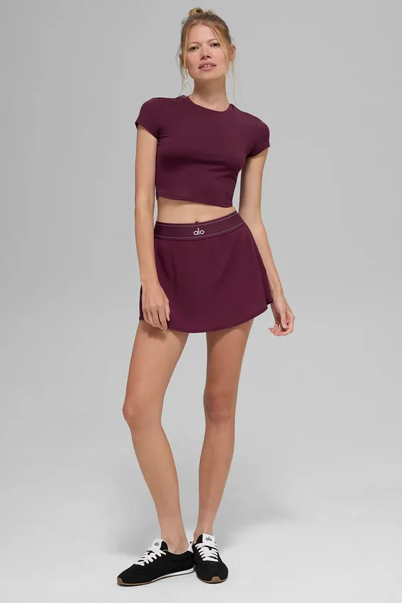 Alosoft Crop Finesse Short Sleeve - Burgundy