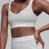 Alosoft Heart Throb Bra - Athletic Heather Grey/White