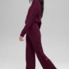 Cashmere High-Waist Plush Waffle Pant - Burgundy