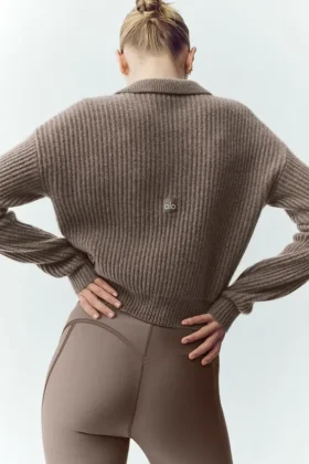 Cashmere Northstar Polo – Alpine Cocoa Heather