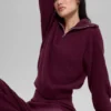 Cashmere Plush Waffle 1/4 Zip Pullover - Burgundy