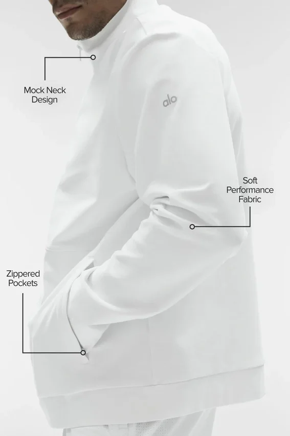Conquer Max Mock Neck Full Zip - White