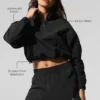 Cropped 1/4 Zip Alumni Pullover - Black