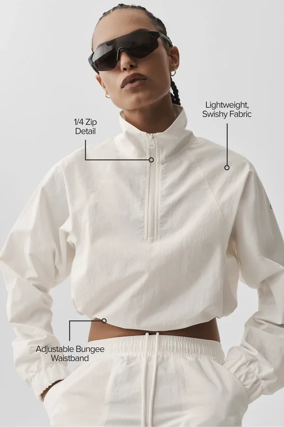 Cropped 1/4 Zip Alumni Pullover - Ivory