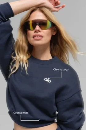 Cropped Accolade Crewneck – Navy