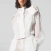 Cropped Game Time Full Zip Jacket - White