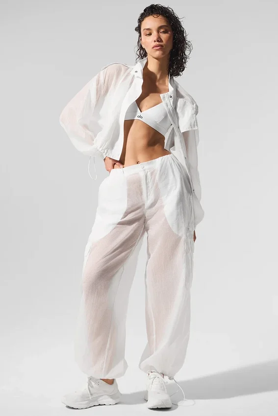 Cropped Game Time Full Zip Jacket - White
