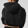 Cropped Mountain Peak Full-Zip Hoodie - Black