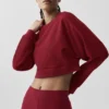 Cropped Sway Crew Neck Pullover - Summer Romance Red