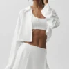 Cropped Unmatched Long Sleeve - White