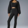 Denim Knit High-Waist Flare Pant - Black/Anthracite