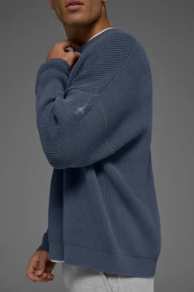 Domain Rib Knit Crew Sweater – Bluestone