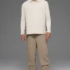Double Take Long Sleeve Polo - Bone