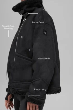Faux Shearling Grand Jacket – Black