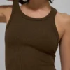 Goddess Ribbed Go-To Tank - Espresso