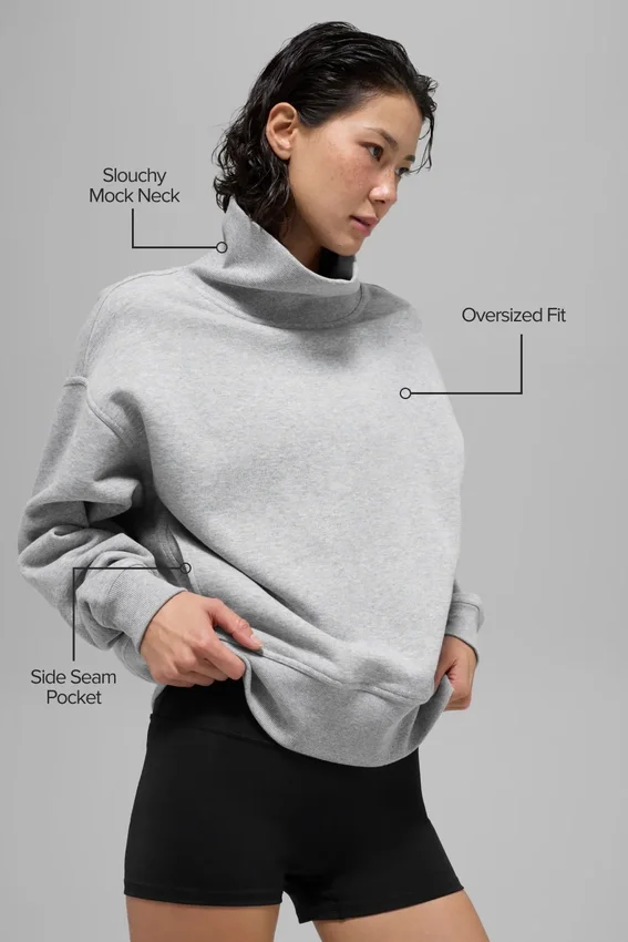 Hazy Mock Neck Pullover - Athletic Heather Grey