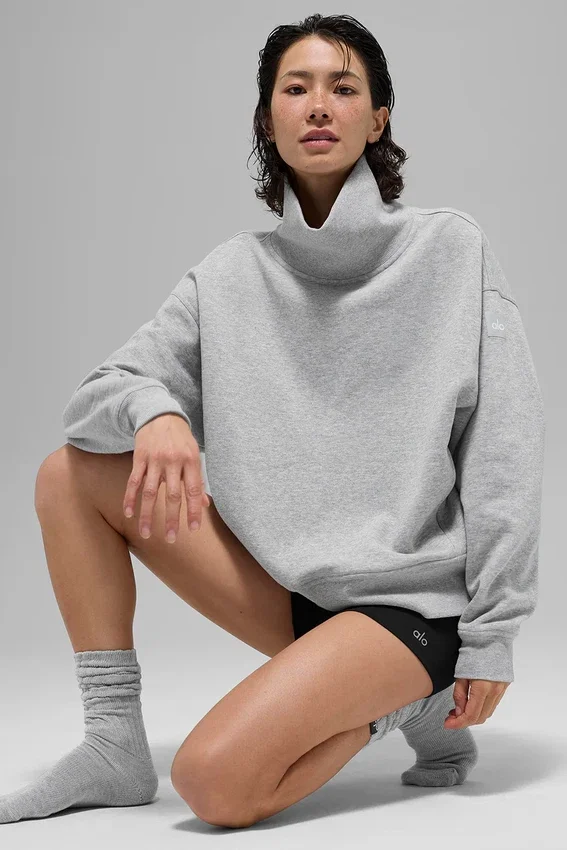 Hazy Mock Neck Pullover - Athletic Heather Grey