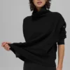 Hazy Mock Neck Pullover - Black