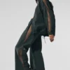 High-Waist Origin Wide Leg Track Pant - Charcoal Green