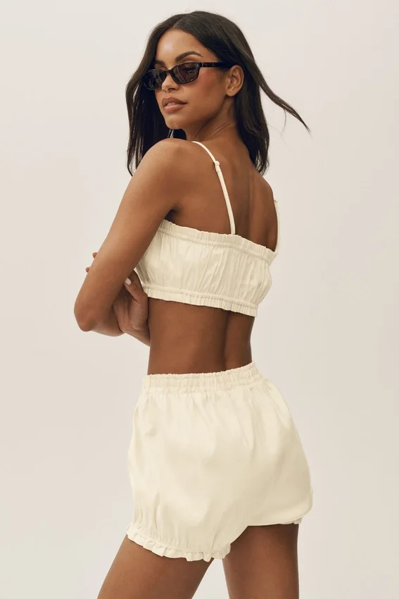 Linen Blend Riviera Bloomer Bra - Sandy Beige