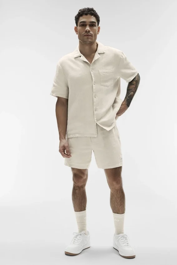 Linen Days Short Sleeve Button up - Bone