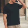 Linen Jersey Coastal Short Sleeve Tee - Black