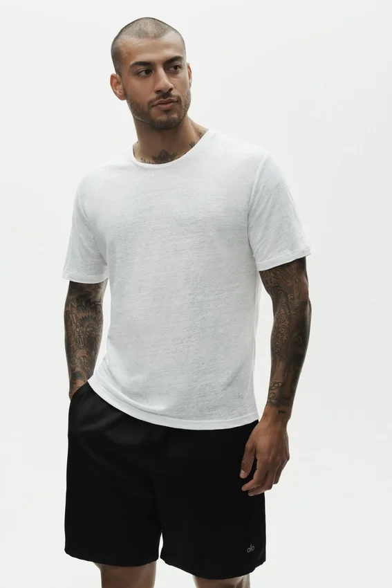 Linen Jersey Coastal Short Sleeve Tee - White