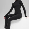 Ribbed Mesmerize Mock Neck Long Sleeve - Black