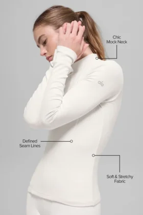 Ribbed Mesmerize Mock Neck Long Sleeve – Ivory
