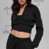 Scholar Knit Cropped Full Zip Jacket - Black
