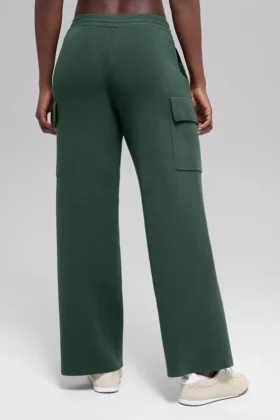 Scholar Knit High-Waist Cargo Pant – Clover Green