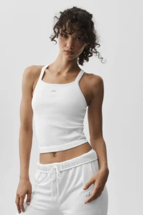 Seamless Ribbed Favorite Full Length Bra Tank - White
