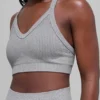 Seamless Two Tone Rib Bra - Light Misty Grey Heather