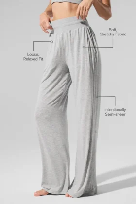 Semi-Sheer Delicate Lounge Flare Pant – Athletic Heather Grey