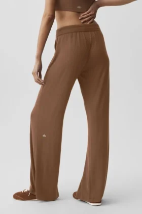 Semi-Sheer Delicate Lounge Flare Pant – Sun Kissed Brown