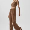 Semi-Sheer Delicate Lounge Flare Pant - Sun Kissed Brown